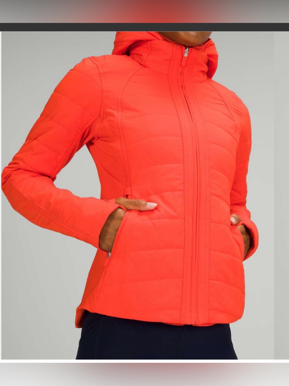Lululemon Another Mile Jacket Autumn Red Size 8 Quilted Hooded Running Jacket